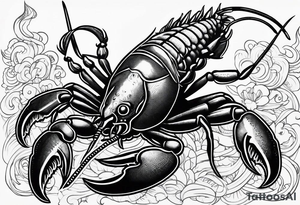 Crawfish with a gun in each claw tattoo idea