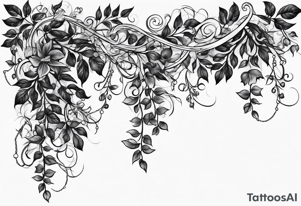 Leafy vines with chain tattoo idea