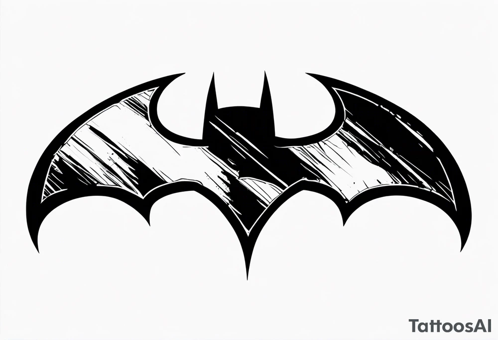 batman symbol, dirty, sketchy tattoo idea