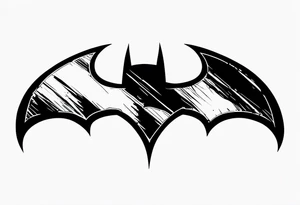 batman symbol, dirty, sketchy tattoo idea