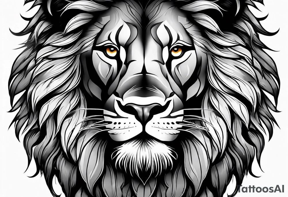powerful majestic lion, close-up tattoo idea