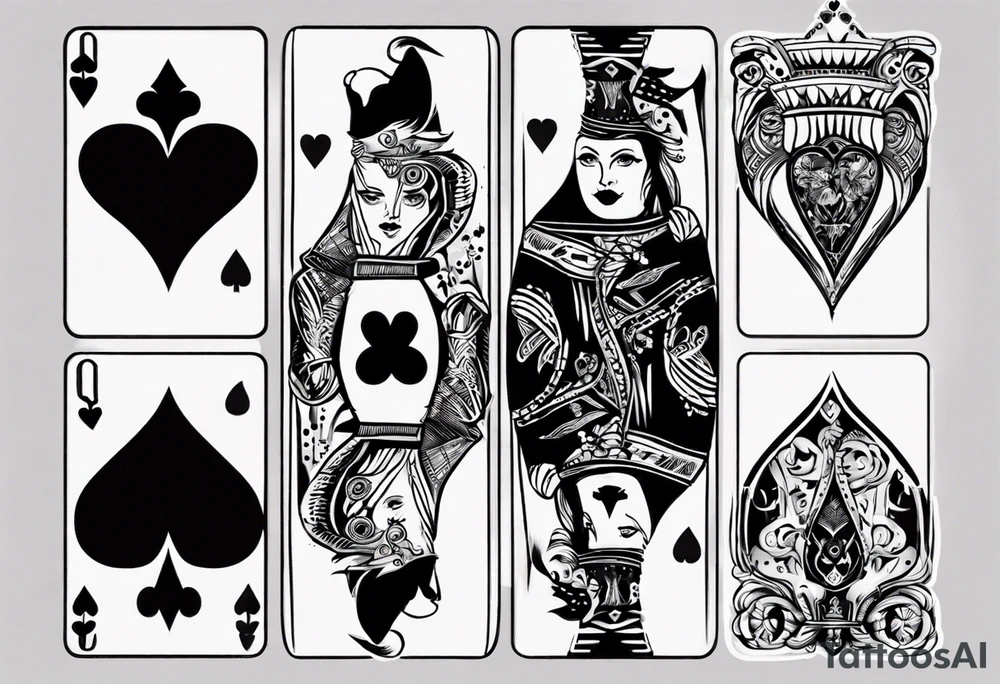 one queen of hearts card tattoo idea