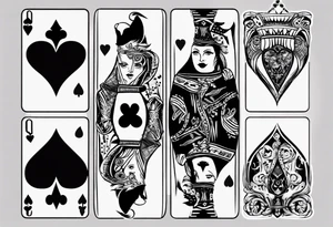 one queen of hearts card tattoo idea