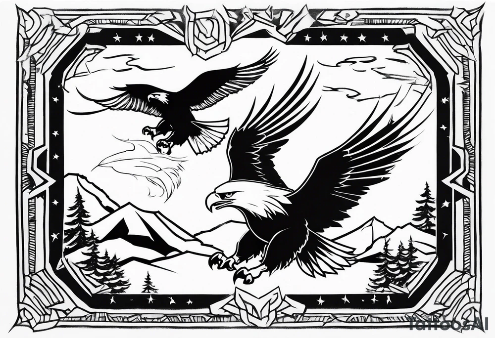 eagle fighting predators tattoo idea