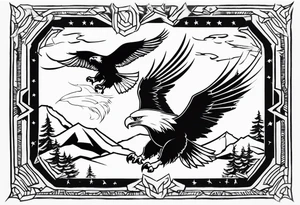 eagle fighting predators tattoo idea