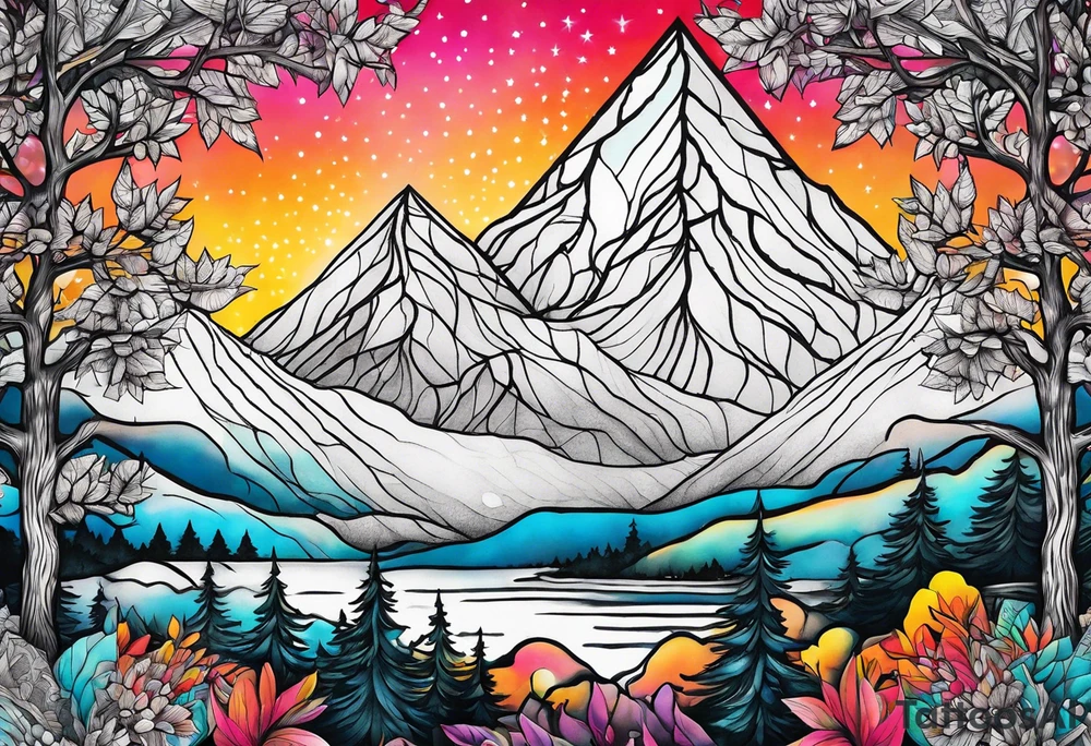 triangle trees mountain tattoo idea