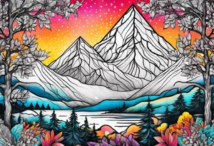 triangle trees mountain tattoo idea