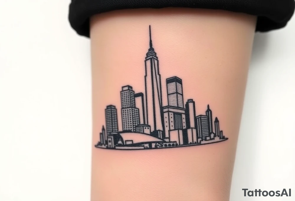 3D layered Atlanta skyline tattoo idea