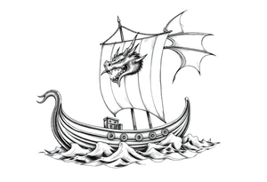 viking-ship with dragon-head on sea. tattoo idea