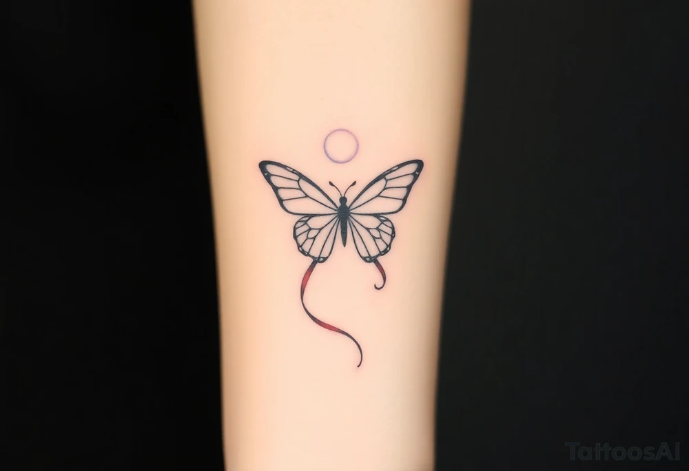 ethereal butterfly with flowing silk ribbons in moonlight tattoo idea