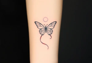 ethereal butterfly with flowing silk ribbons in moonlight tattoo idea