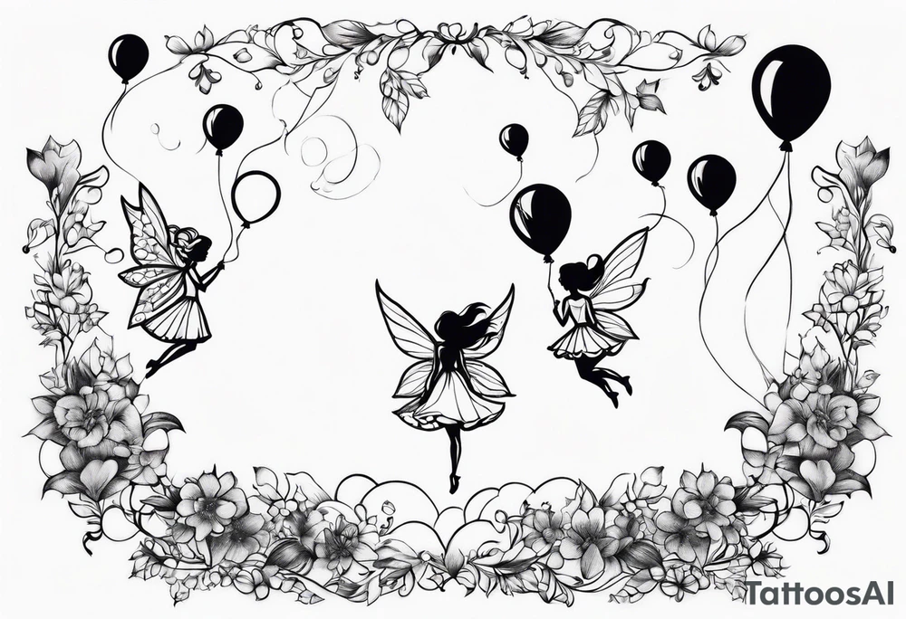 fairies with balloons tattoo idea