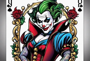 Joker
Jester 
Queen 
Playing cards tattoo idea