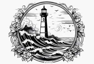 Light house with ocean view tattoo idea