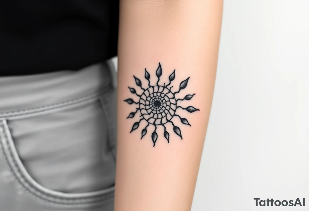 Fibonacci spiral shell sun tattoo idea