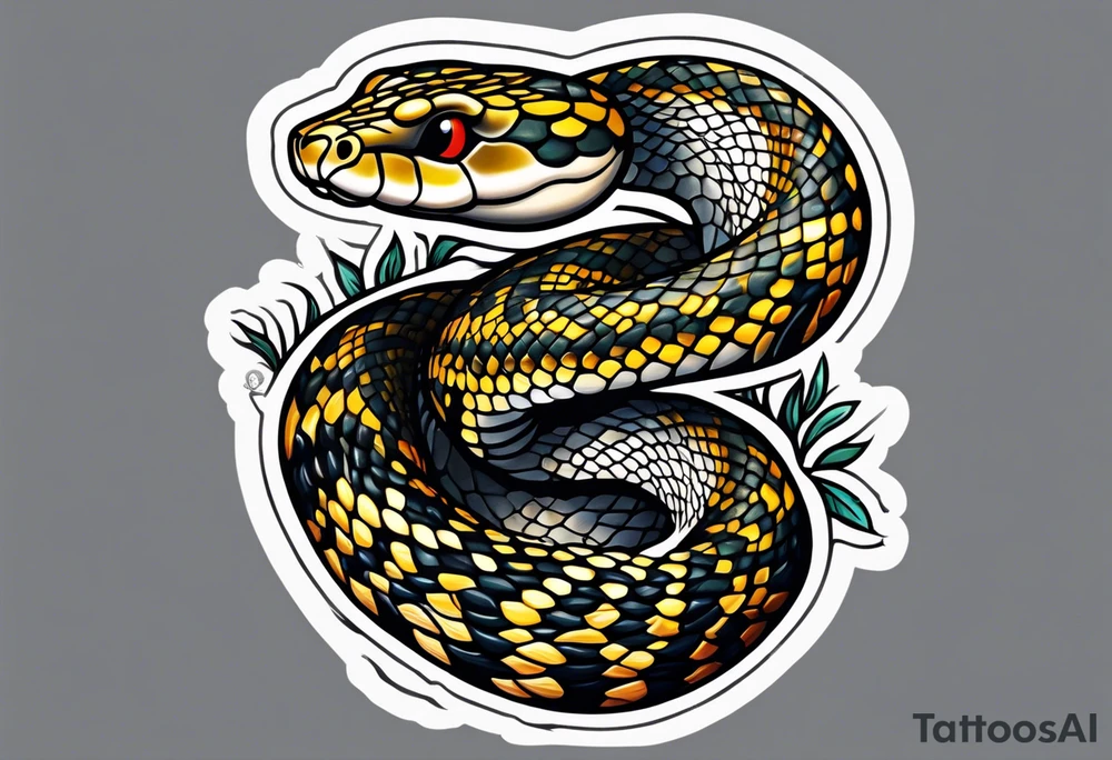 American traditional rattle snake tattoo idea