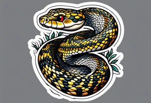 American traditional rattle snake tattoo idea