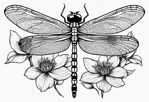 Dragonfly wildflowers simplistic minimalist tattoo idea