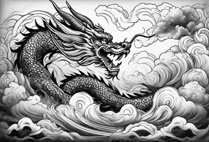 vietnamese dragon water clouds tattoo idea