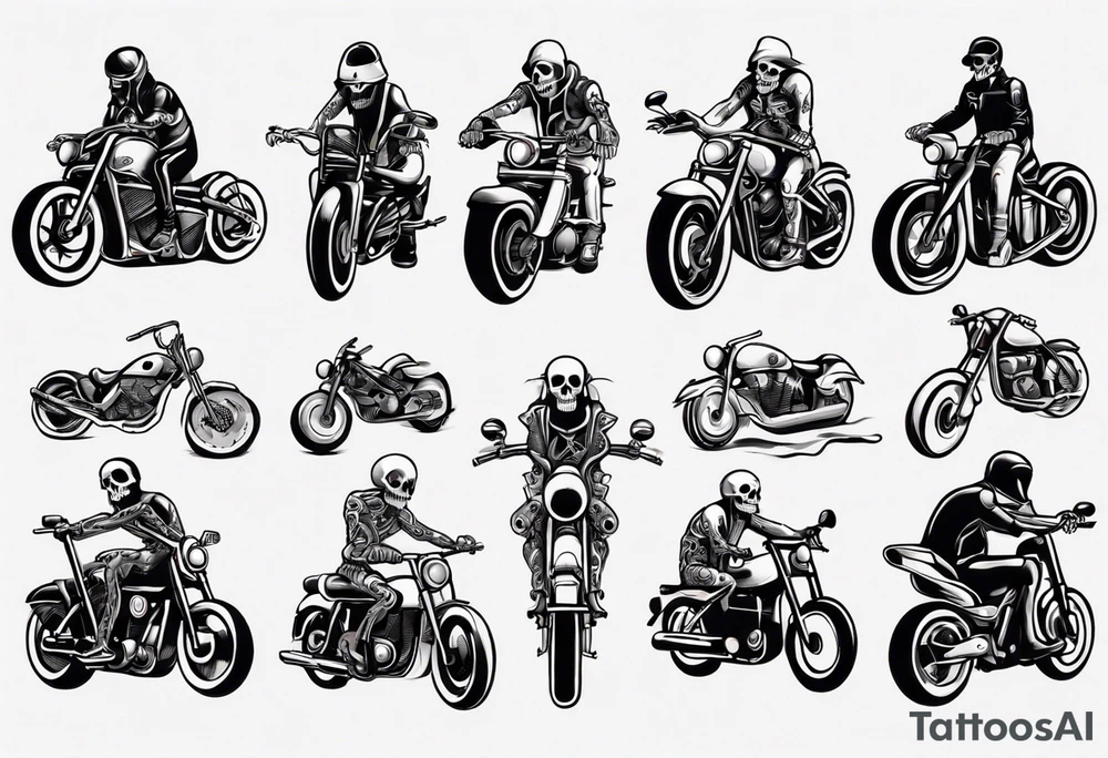 Motorcycle and skeletoj tattoo idea