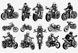 Motorcycle and skeletoj tattoo idea