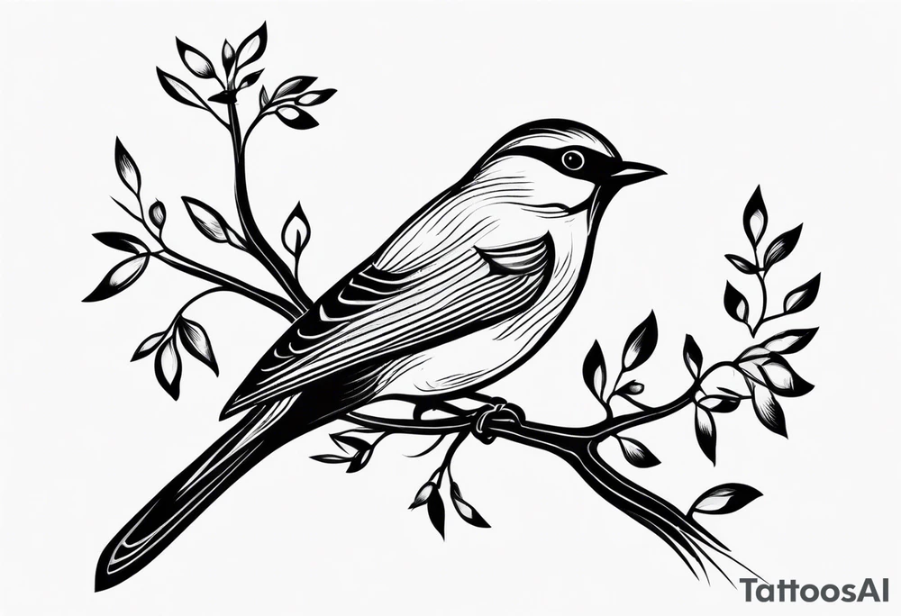 A bird with nest on tree tattoo idea