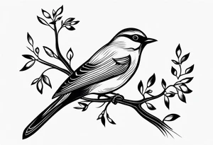 A bird with nest on tree tattoo idea