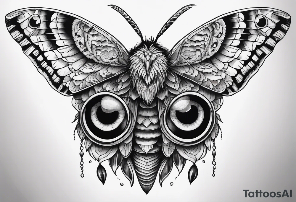 Dead head moth with owl eyes tattoo idea