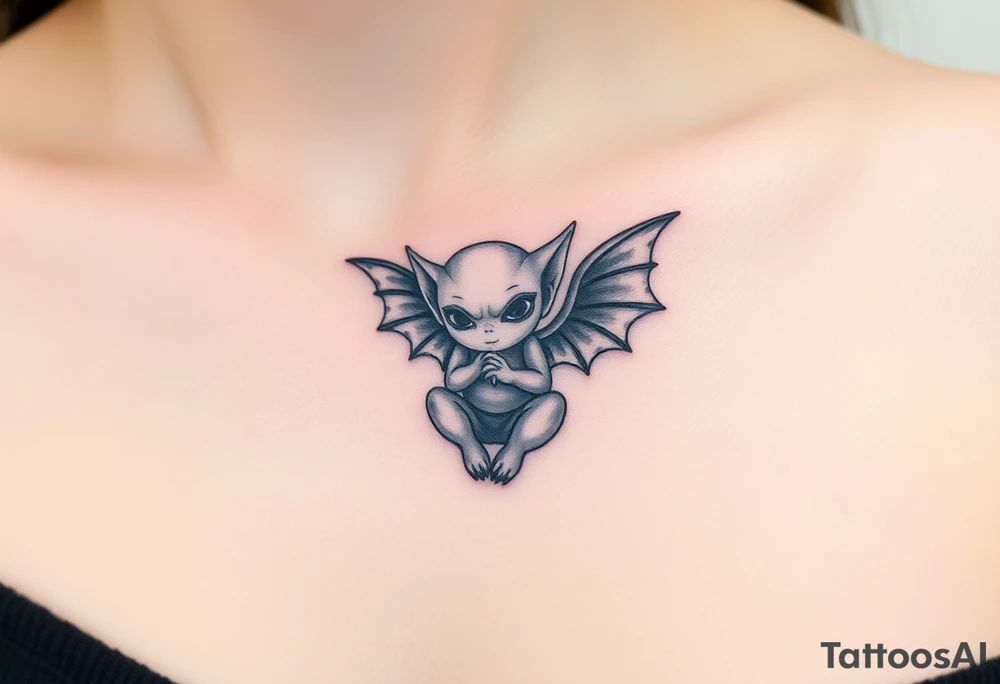Tiny goblin with wings tattoo idea