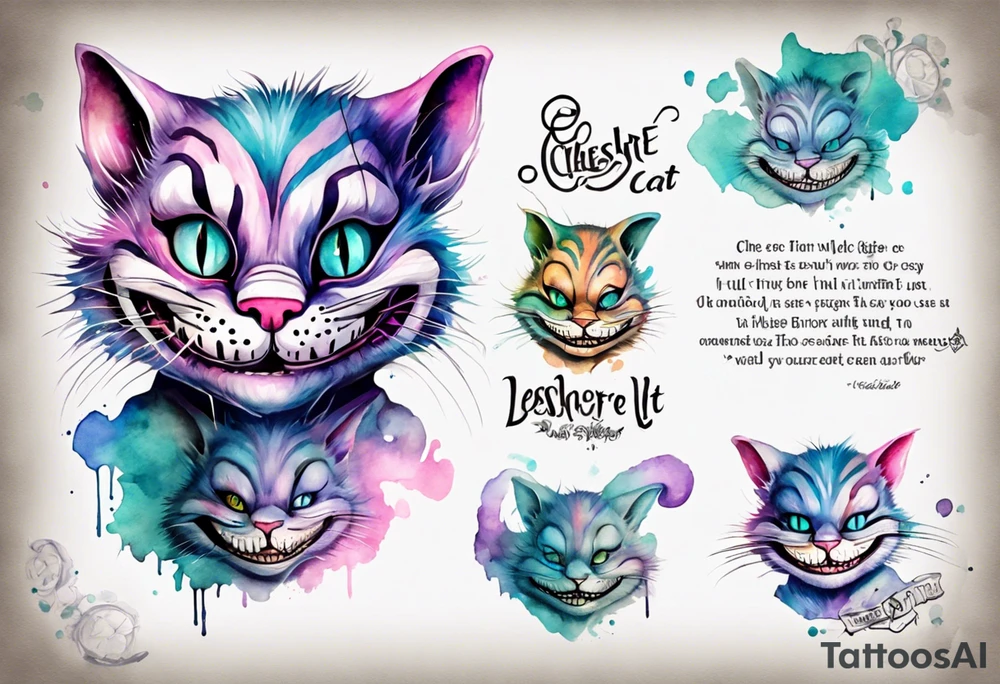 Cheshire Cat with quote tattoo idea