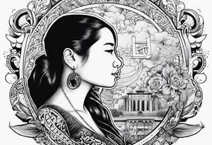 The word Aquino with script font tattoo idea