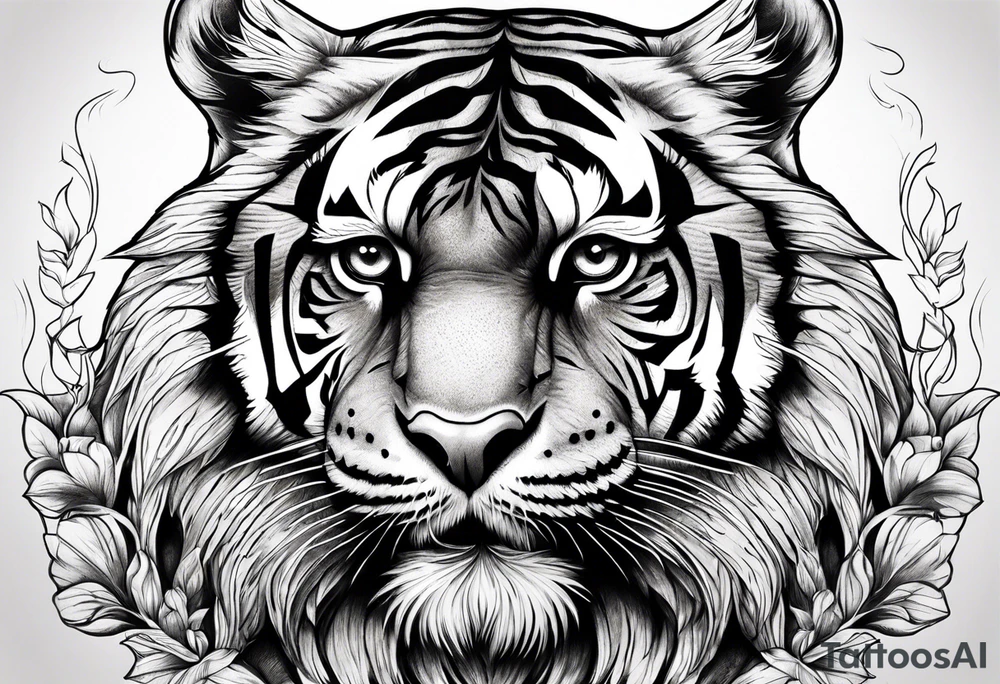 Tiger with owl eyes tattoo idea