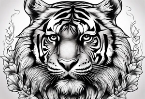 Tiger with owl eyes tattoo idea
