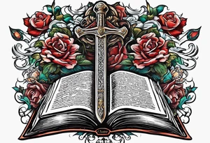 sword coming out of an open bible tattoo idea