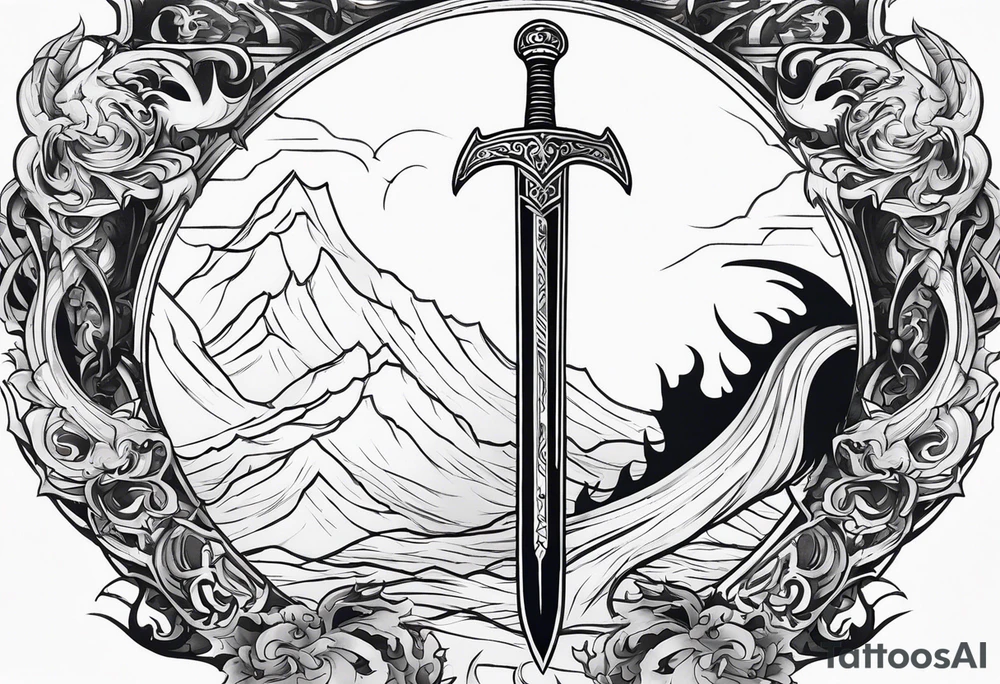 Valhalla 
 sword stairs dragon tattoo idea