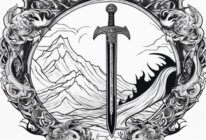 Valhalla 
 sword stairs dragon tattoo idea