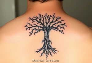 Kabbalah tree of life sefirot Tree roots branches - a lively organic style combined with the official scheme of sephirot tattoo idea