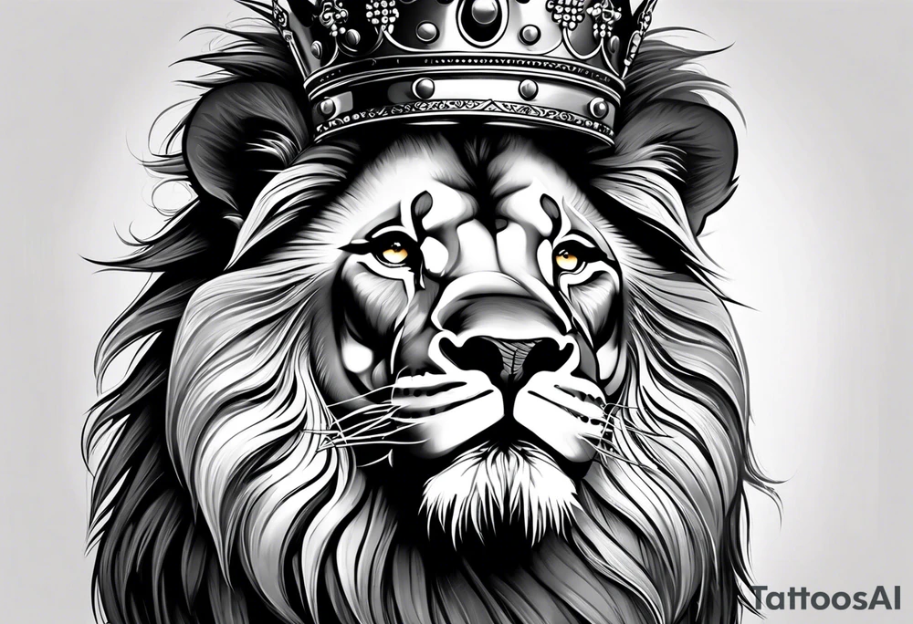 lion wearing crown tattoo idea