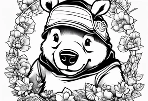 Winnie Pooh one hand in the honey and one hand holding bland tattoo idea