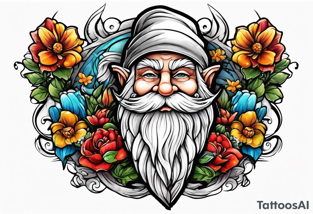 Strong old yard gnome tattoo idea