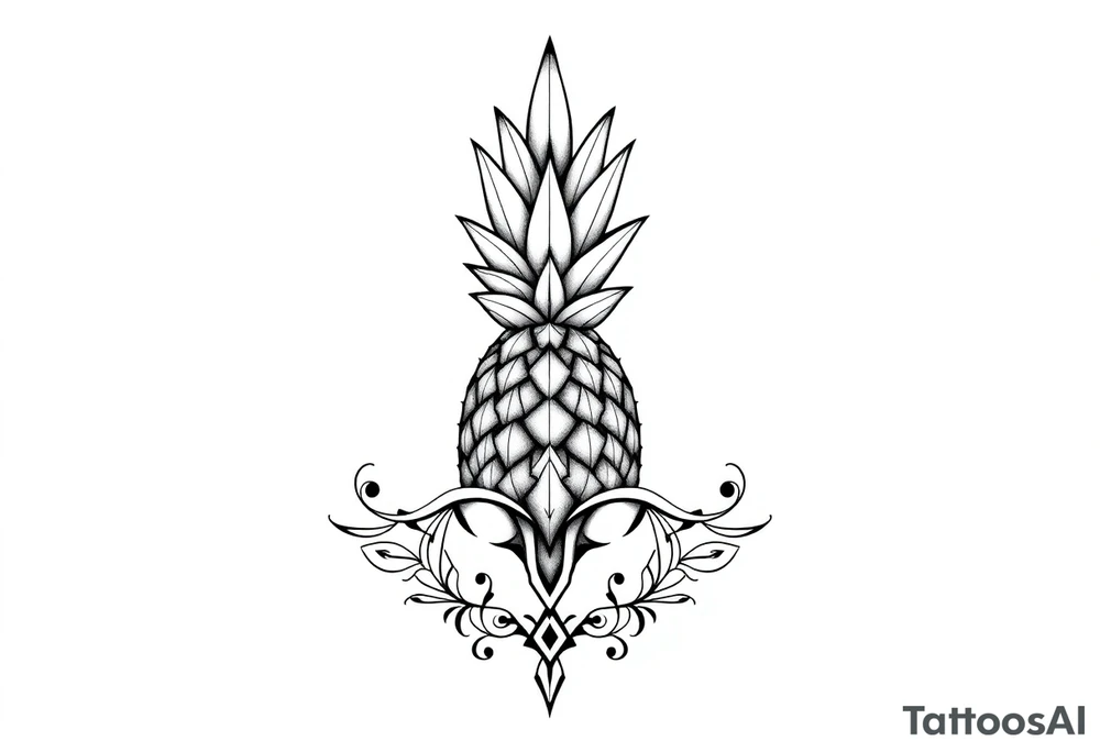 Bushy crown pineapple vagina, design to go over vagina , erotic vagina area design, anus to be at the bottom tattoo idea