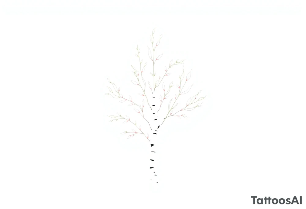 birch tree with light coloured leaves tattoo idea
