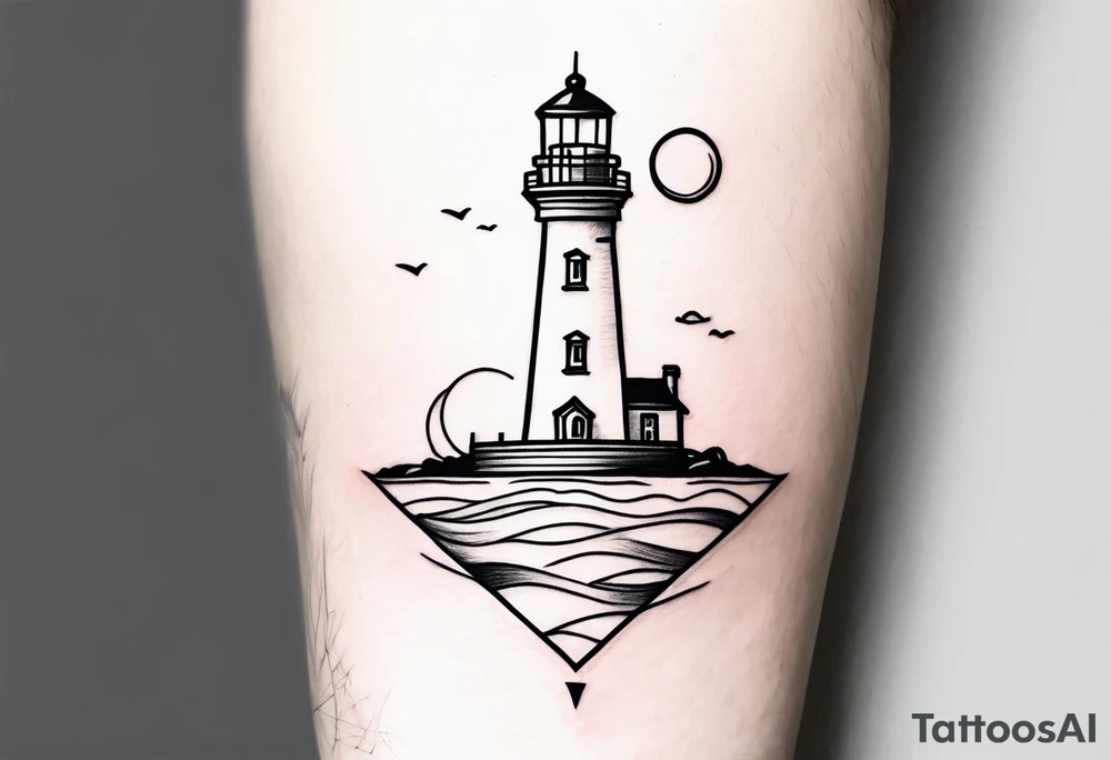 lighthouse in few lines tattoo idea