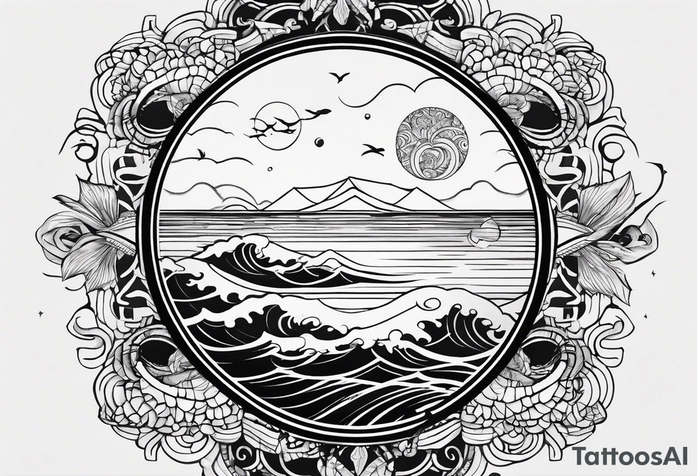 I want a tattoo of the ocean in a simple circle which is minimalistic tattoo idea