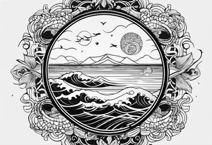 I want a tattoo of the ocean in a simple circle which is minimalistic tattoo idea