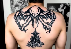 Cthulhu rising from the depths fighting star spawn and shugguths tattoo idea