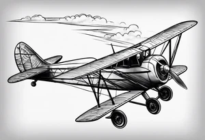 sketch of adventure plane in perspective from the above tattoo idea