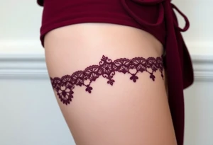 A deep burgundy lace garter tattoo tattoo idea