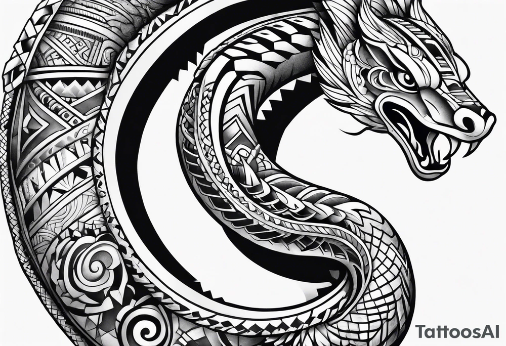aztec snake sleeve tattoo idea