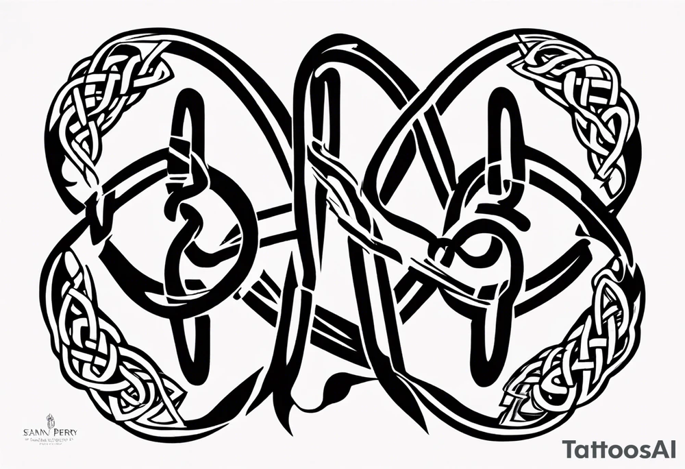 Celtic lettering Tada gan iarracht with the dara knot tattoo idea